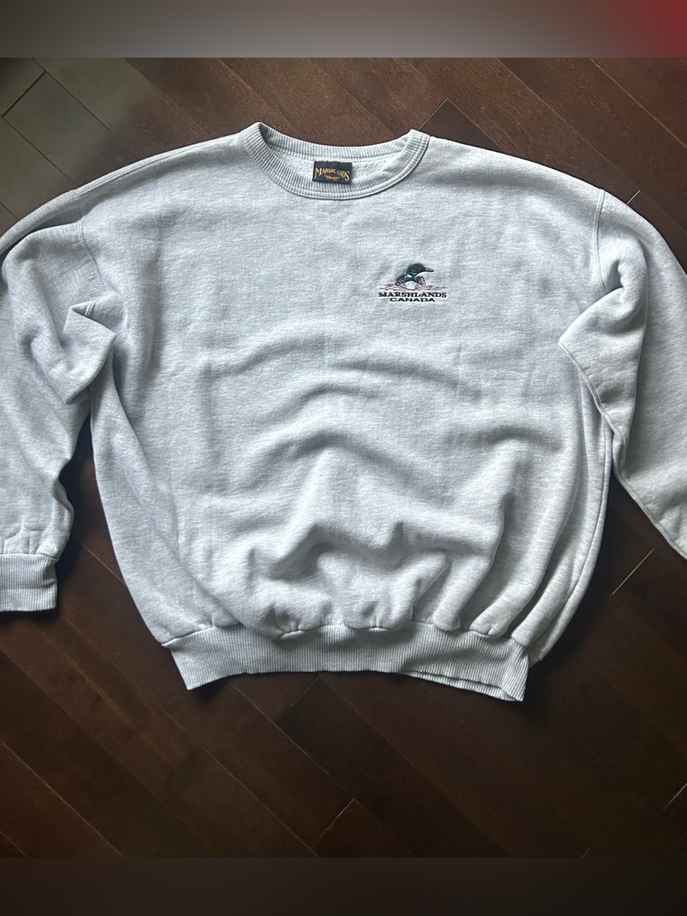 Grey Vintage Marshlands Canada Loon Nature Pullover Crewneck Sweatshirt